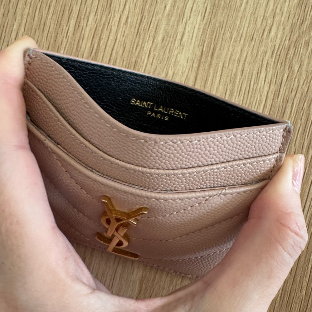 YSL Saint Laurent Cassandre Card Case Holder in Pale Blush | Case grain de Poudr - Picture 9 of 12
